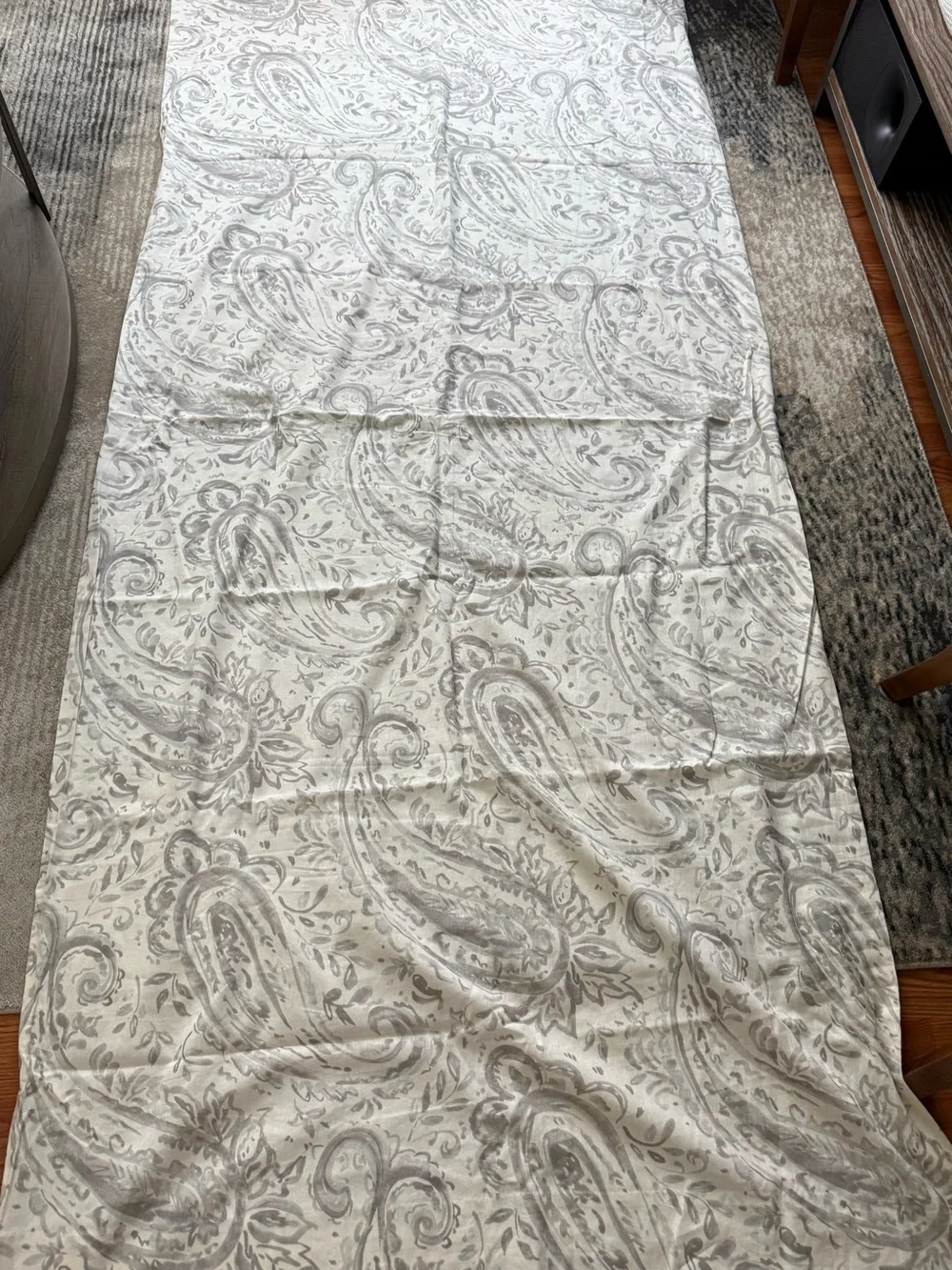 Pottery Barn Cream and Gray Paisley Drapery Panel